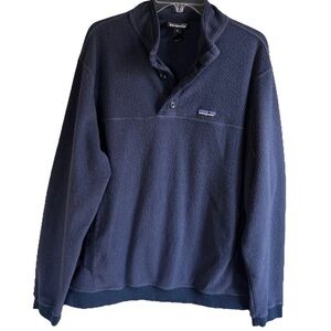 Patagonia Shearling button Fleece Pullover Mens XL Navy Blue Gorpcore Classic